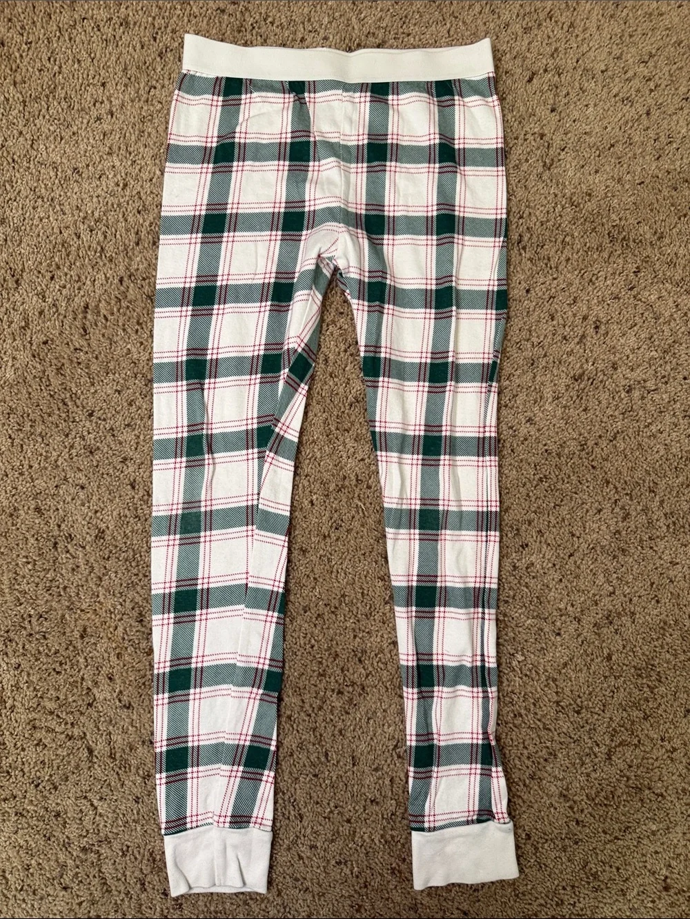 Wondershop White, Green & Red Plaid Kids Thermal Pajama Set
